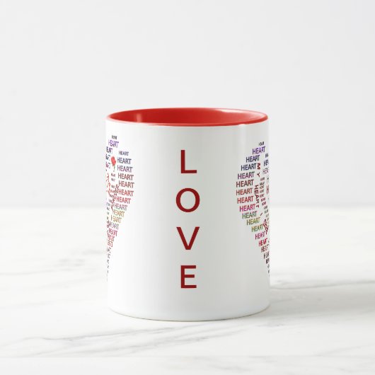 Hart Woorden in Hart van Liefde Koffie Mok (Midden)