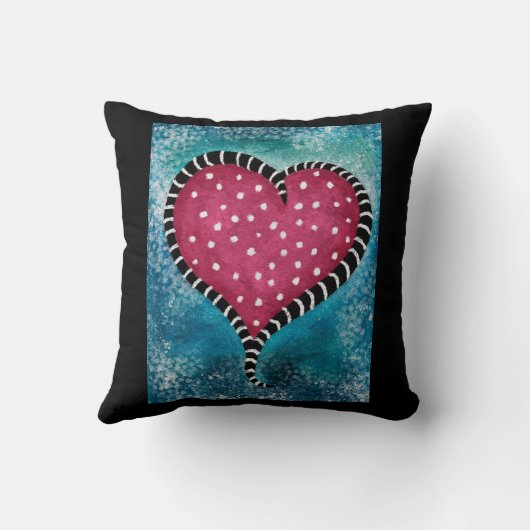 Hart Worp Kussen Roze Blauw Zwart Cute  (Achterkant)