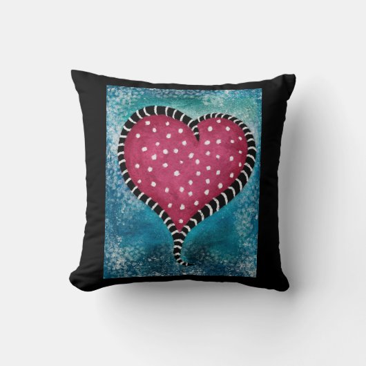 Hart Worp Kussen Roze Blauw Zwart Schattig  (Voorkant)
