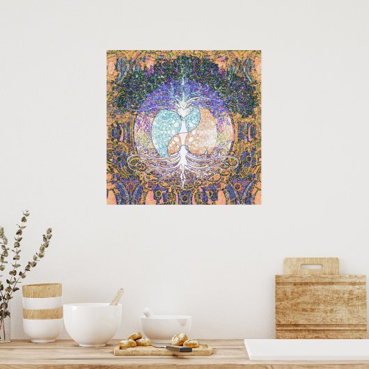 Hart, yin yang, boom van het leven van Amelia Carr Poster (Keuken)