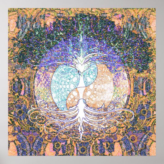 Hart, yin yang, boom van het leven van Amelia Carr Poster (Voorkant)