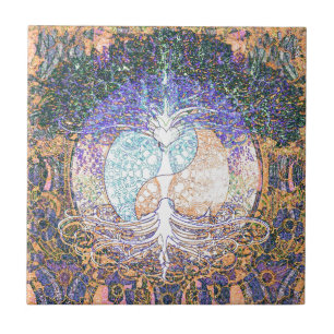 Hart, yin yang, boom van het leven van Amelia Carr Tegeltje