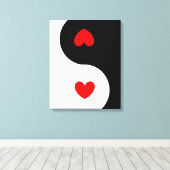 Hart Ying Yang Symbool Zwart Wit Rood Harten Wave Canvas Afdruk (Insitu (Houten vloer))