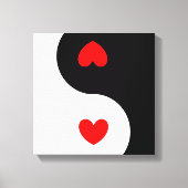 Hart Ying Yang Symbool Zwart Wit Rood Harten Wave Canvas Afdruk (Voorkant)
