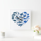 Hart zee dieren vierkante klok (Huis)