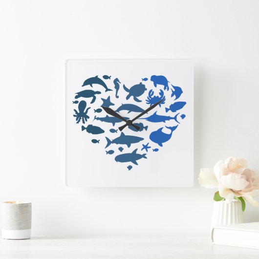 Hart zee dieren vierkante klok (Huis)