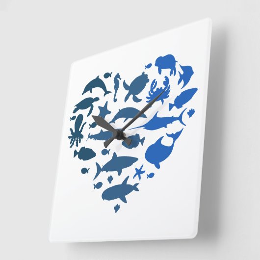 Hart zee dieren vierkante klok (Hoek)