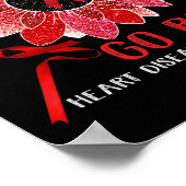 Hart Ziekte Bewustzijn Maand Ribbon Zonnebloem Poster (Hoek)