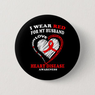 Hart Ziekte Bewustzijn T Shirt - Ik Draag voor M Ronde Button 5,7 Cm