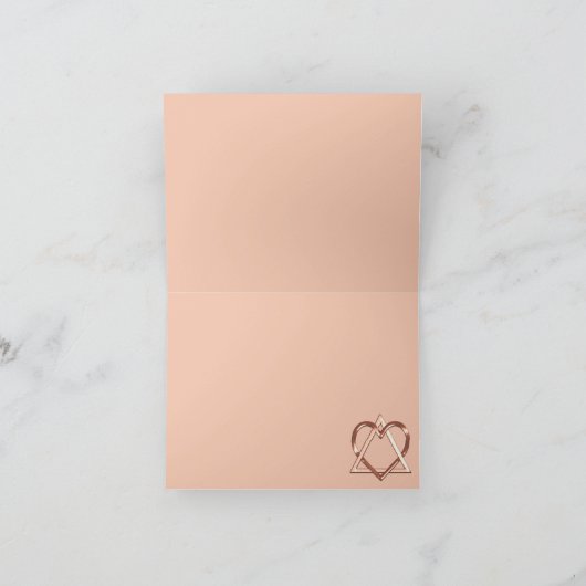 Hart & Ziel Koperen Joodse Bruiloft Bedankkaart (Binnen)