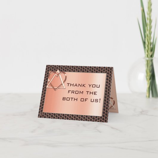 Hart & Ziel Koperen Joodse Bruiloft Bedankkaart (Voorkant)