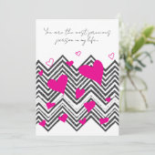 Hart & Zig Zag Romantische Liefde Custom Feestdagenkaart (Staand voorkant)