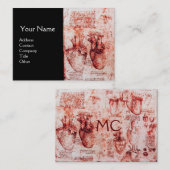 Hart, zijn bloedvaten, cardioloog Monogram rood Visitekaartje (Voorkant / Achterkant)