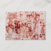 Hart, zijn bloedvaten, cardioloog Monogram rood Visitekaartje (Achterkant)