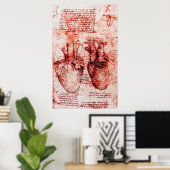 Hart, zijn bloedvaten, Leonardo da Vinci Red Poster (Thuiskantoor)