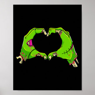 Hart Zombies Halloween Grappige Liefde Horror Here Poster