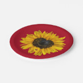 Hart Zonnebloem met lieveheersbeestje op rood Papieren Bordje (Gekanteld)