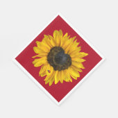 Hart Zonnebloem met lieveheersbeestje op rood Servet (Hoek)