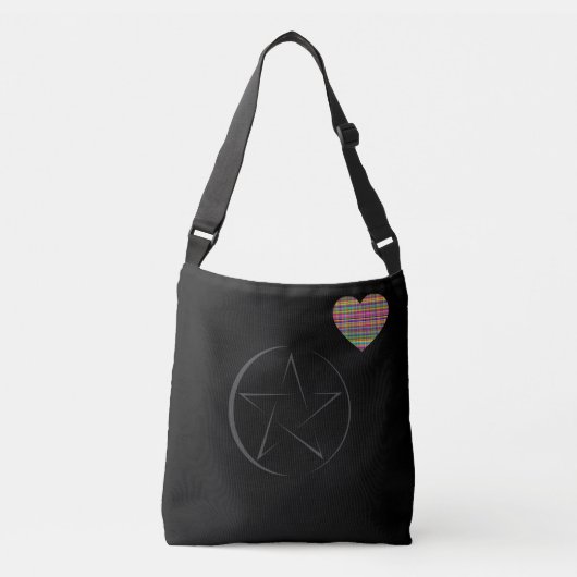 Hart - Zwart - Emo - Tote Crossbody Tas (Voorkant)
