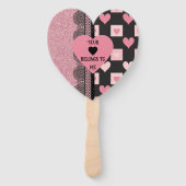 Hart zwart en roze Halloween Vrouwen Handwaaier (Achterkant)