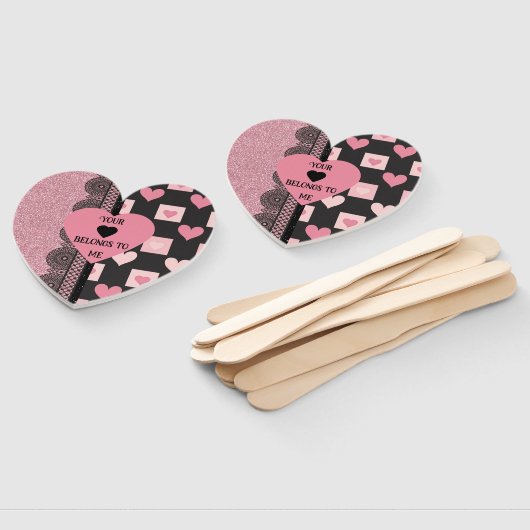 Hart zwart en roze Halloween Vrouwen Handwaaier (Niet-gemonteerd)