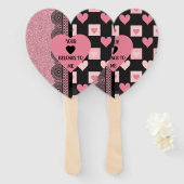 Hart zwart en roze Halloween Vrouwen Handwaaier (Voorkant en achterkant)