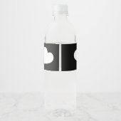 Hart Zwart en Wit Trouwfeest Waterfles Label Etiket (Achterkant)