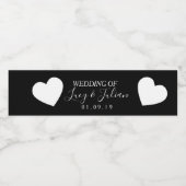 Hart Zwart en Wit Trouwfeest Waterfles Label Etiket (Enkel label)