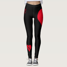 Hart - Zwart Rood - Emo - Gothic - Leggings