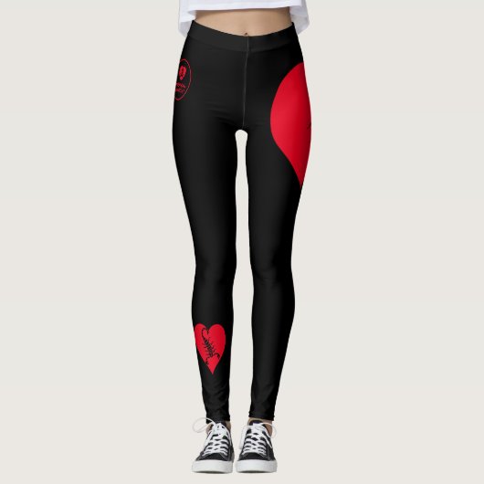Hart - Zwart Rood - Emo - Gothic - Leggings (Voorkant)