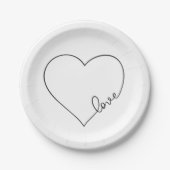 Hart Zwart Wit Trouwen Vrijgezellenfeest Minimalis Papieren Bordje (Voorkant)