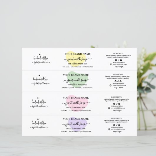 Hart Zwart & Wit Zeep Buik Band Wrap Label (Staand voorkant)