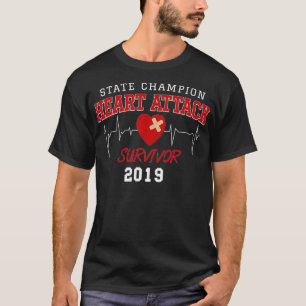 Hartaanval Survivor Red Art, hartslag Surroming T-shirt