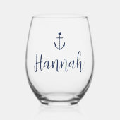 Hartanker gepersonaliseerde naam vrijgezellenfeest wijnglas zonder voet (Voorkant)