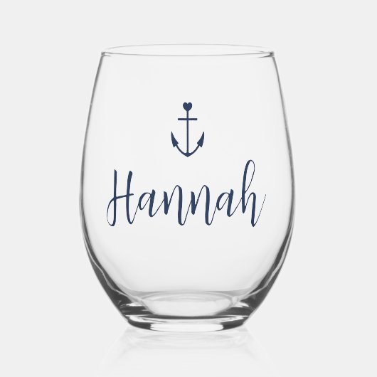 Hartanker gepersonaliseerde naam vrijgezellenfeest wijnglas zonder voet (Voorkant)