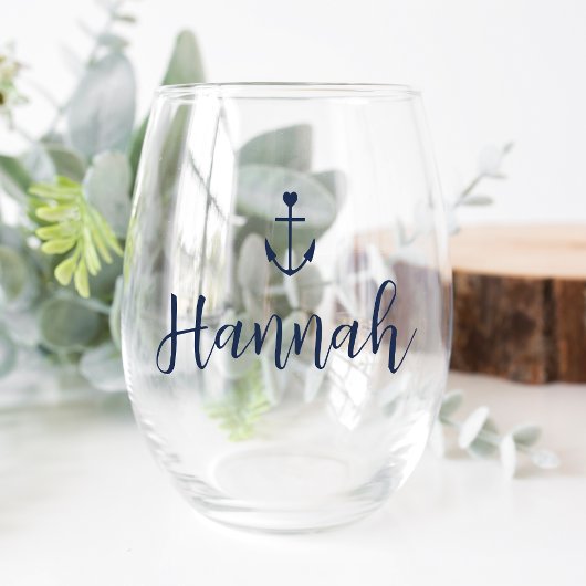 Hartanker gepersonaliseerde naam vrijgezellenfeest wijnglas zonder voet