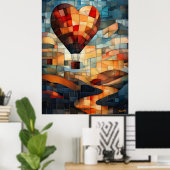 Hartballon over een sereen landschap poster (Thuiskantoor)
