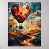 Hartballon over een sereen landschap poster (Voorkant)