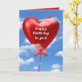 Hartballon verjaardag in wolken kaart (Gele Bloem)