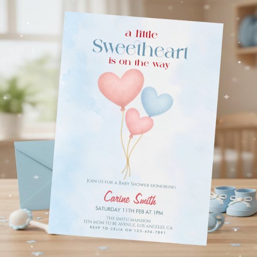 Hartballonnen Baby Shower Uitnodiging