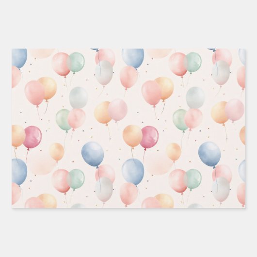 Hartballonnen Cup Cakes Wrapping Paper Set van 3 (Voorkant 2)