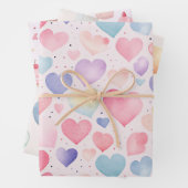 Hartballonnen Cup Cakes Wrapping Paper Set van 3 (In situ)