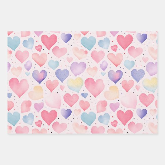 Hartballonnen Cup Cakes Wrapping Paper Set van 3 (Voorkant)