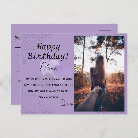 Hartballonnen en Patroon Custom Verjaardag Briefka Briefkaart (Voorkant / Achterkant)