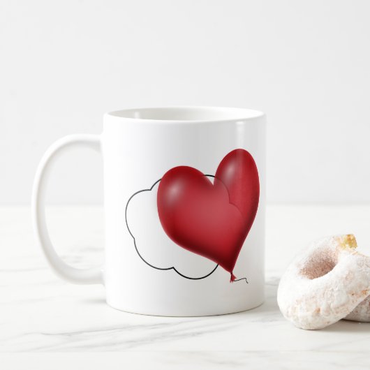 Hartballonnen en wolken liefde koffiemok (Met donut)