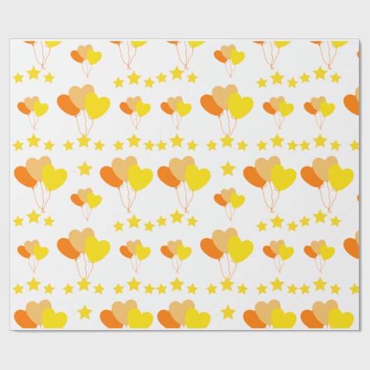 hartballonnen met sterren cadeaupapier (Vlak)
