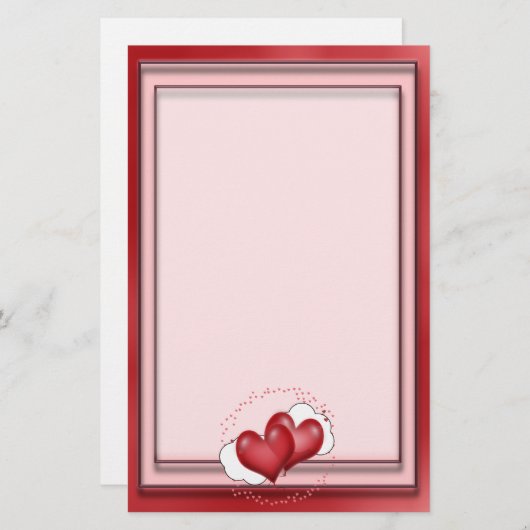 Hartballonnen met weinig hart briefpapier (Voorkant / Achterkant)