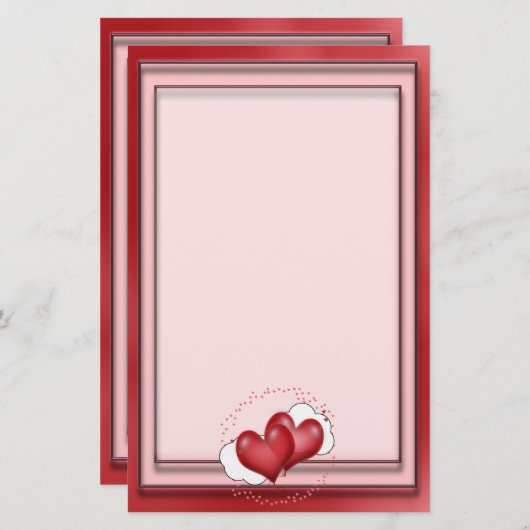 Hartballonnen met weinig hart briefpapier (Voorkant / Achterkant)