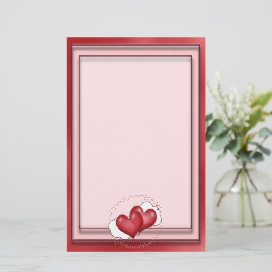 Hartballonnen met weinig hart briefpapier (Staand voorkant)