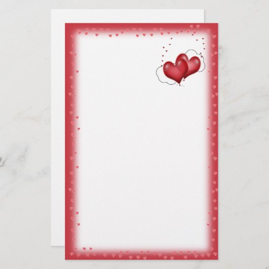 Hartballonnen met weinig hart briefpapier (Voorkant / Achterkant)